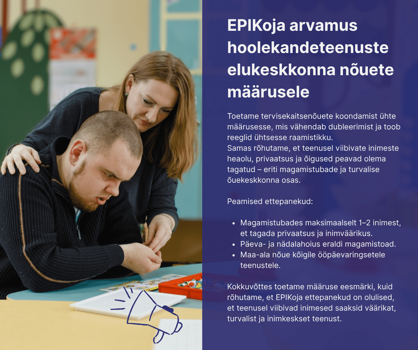 Eesti Puuetega Inimeste Koja arvamus sotsiaalministri määrusele Nõuded sotsiaalteenuste elukeskkonnale