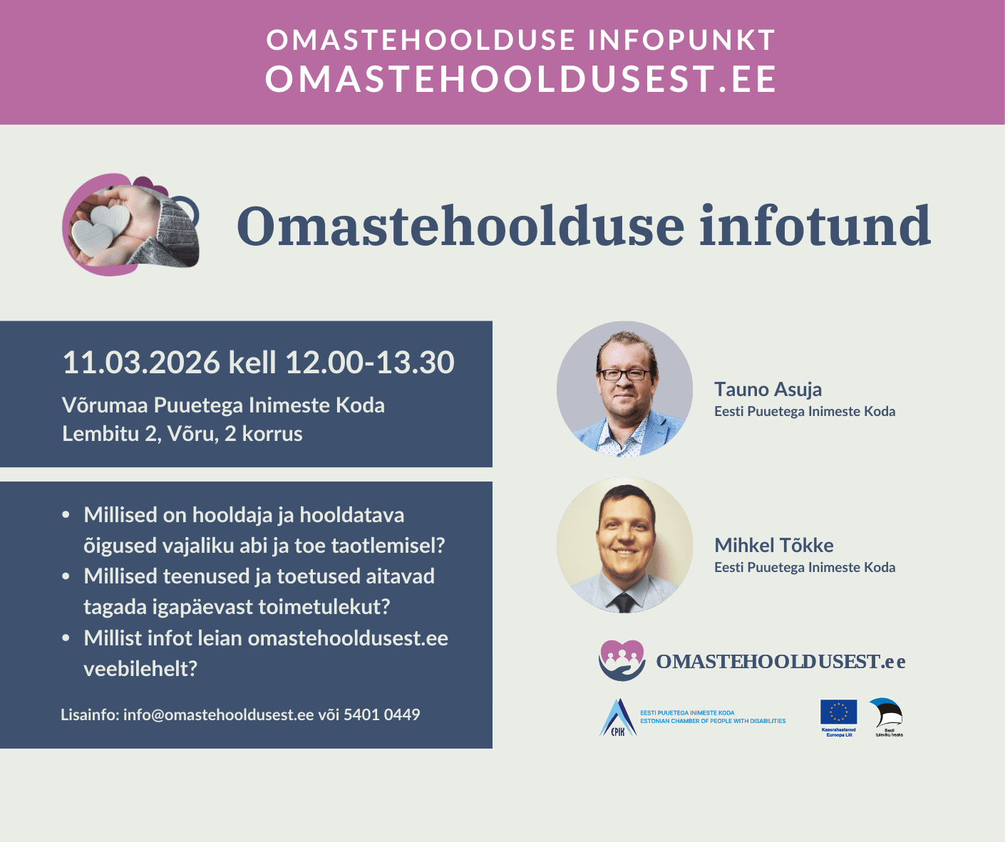 Omastehoolduse infotund 11. märtsil Võrus