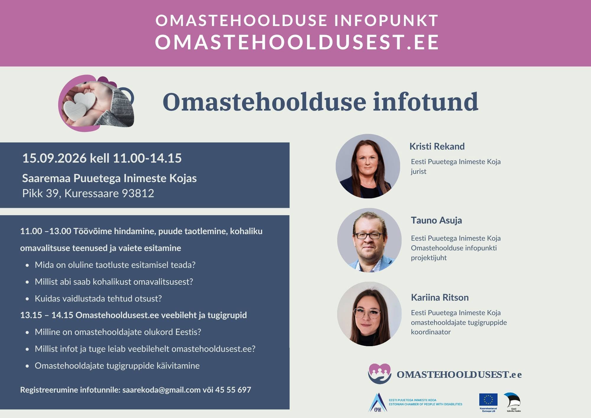 Omastehoolduse infotund 15. septembril Saaremaal